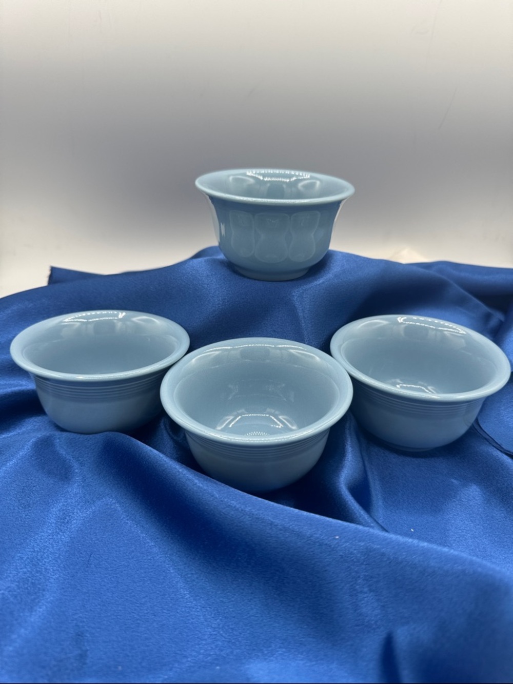FIESTA FIESTAWARE HLC  CUSTARD RAMEKIN DESSERT CUP 4” periwinkle blue. Set of 4
